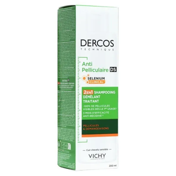 Vichy Dercos Anti Pelliculaire 2 en 1 Shampooing Démêlant Traitant