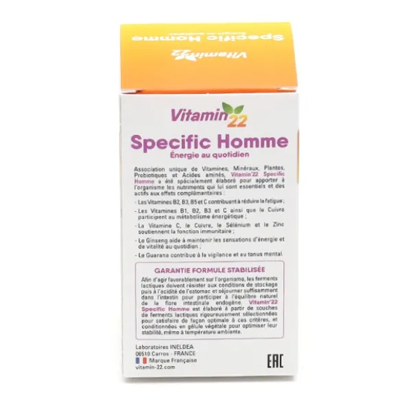 Vitamin'22 specific homme gélules