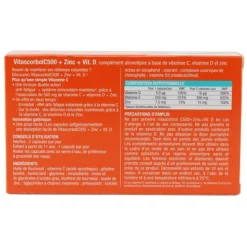 Vitascorbol Vitamine C 500 + Zinc + Vitamine D capsules