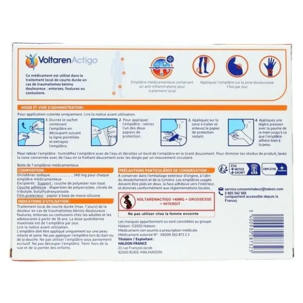Voltaren Actigo patch anti inflammatoire