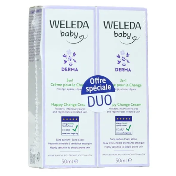 Weleda Bébé Crème pour le change 3 en 1 mauve blanche Bio