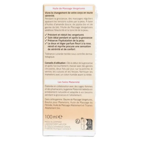 Weleda huile de massage vergetures Bio flacon-pompe